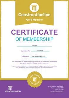 INFRA JV becomes a ConstructionLine Gold member!